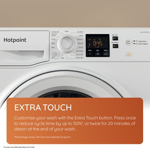 Hotpoint Anti-Stain NSWM 846 W UK 8kg Washing Machine with 1400 rpm - White - Annotation - Extra Touch